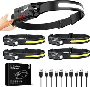 5 Packs LED Headlamp Rechargeable HeadLamps for Adults, 5 Modes Head Light Sensor Mode 230° Wide Beam IPX4 Headlight Waterproof Camping Accessories Gifts for Hiking Running Repairing Fishing Cycling
