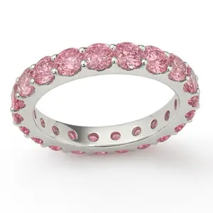 Blossom Pink Moissanite Ring - Elegant Pink Moissanite Band with 2.2ct Total Carat Weight