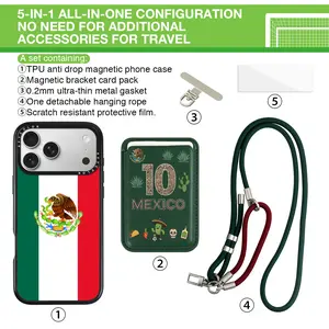 【AFYCOLOR】5-In-1 Phone Case Set: Includes A Shock-Resistant Magnetic TPU Case, An A-frame Magnetic Stand/Card Holder, A 0.2mm Ultra-Thin Metal Plate, A Detachable 2-in-1 Lanyard, And A Scratch-Resistant Protective Film.