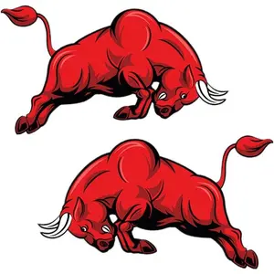 6 inches Car Stickers Vinyl Decal with UV Coating, Angry Bull Fashion Personality, 2PCS (Style 1)