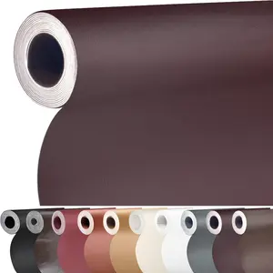 Self-Adhesive Synthetic Leather Repair Patch, 17x79 in Cut-to-Fit Rectangular Sheet, Bright Red-Brown Multi-Size Fabric for Furniture Couch, Car Seat Reupholstery