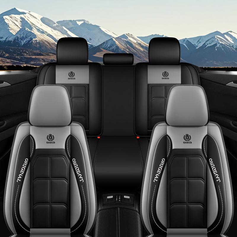 Enhance Comfort 5 Seat Car Seat Covers PU Leather Waterproof Wear Resistant Fully Wrap Around All Five Seats Interior Protection Scratch Resistant Durable All Seasons