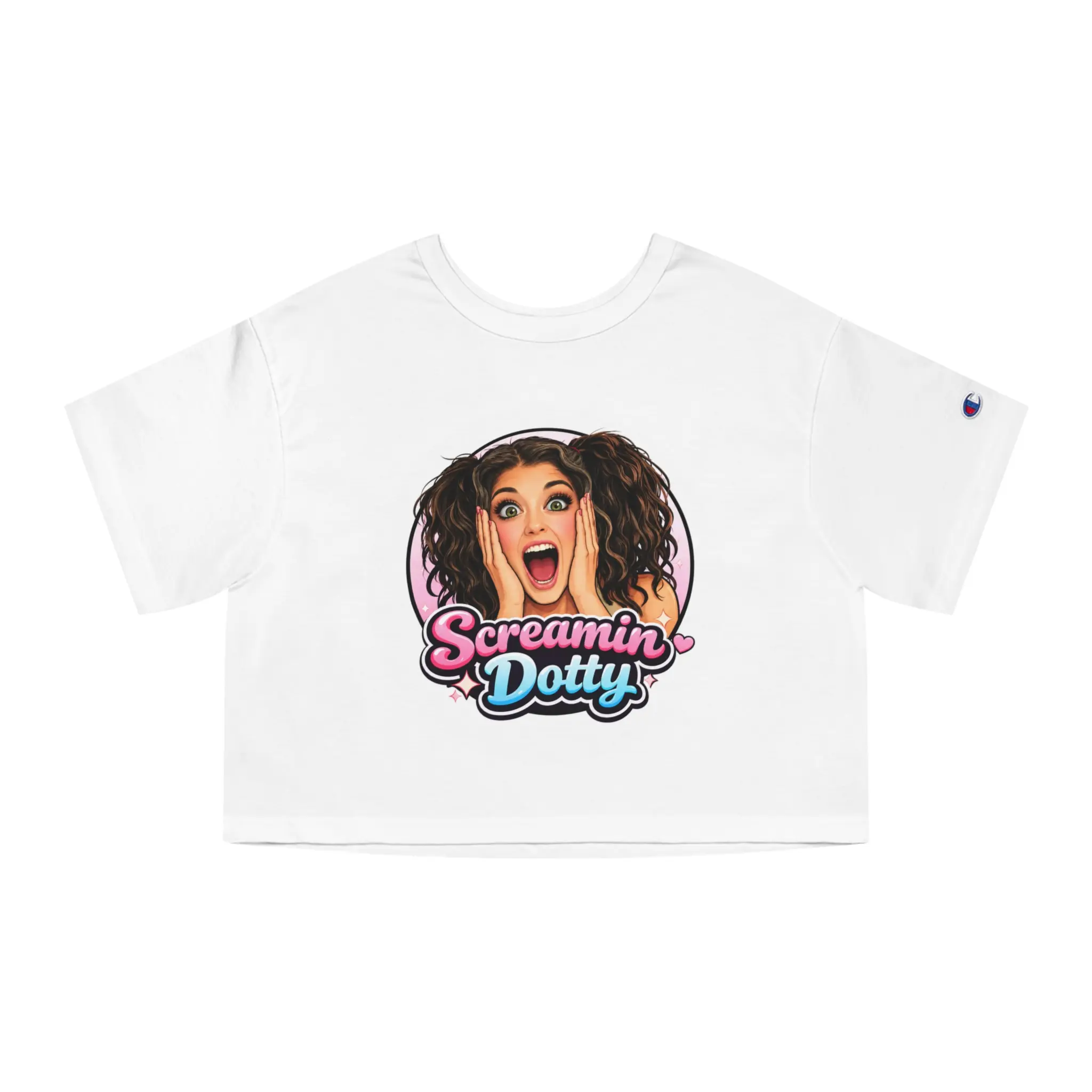 Screamin Dotty graphic Cropped T-Shirt | Pop Art face logo