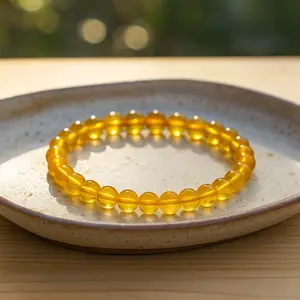 6mm Citrine Beads Stone Bracelet Crystal of Prosperity Wealth Fortune Women Men Jewelry