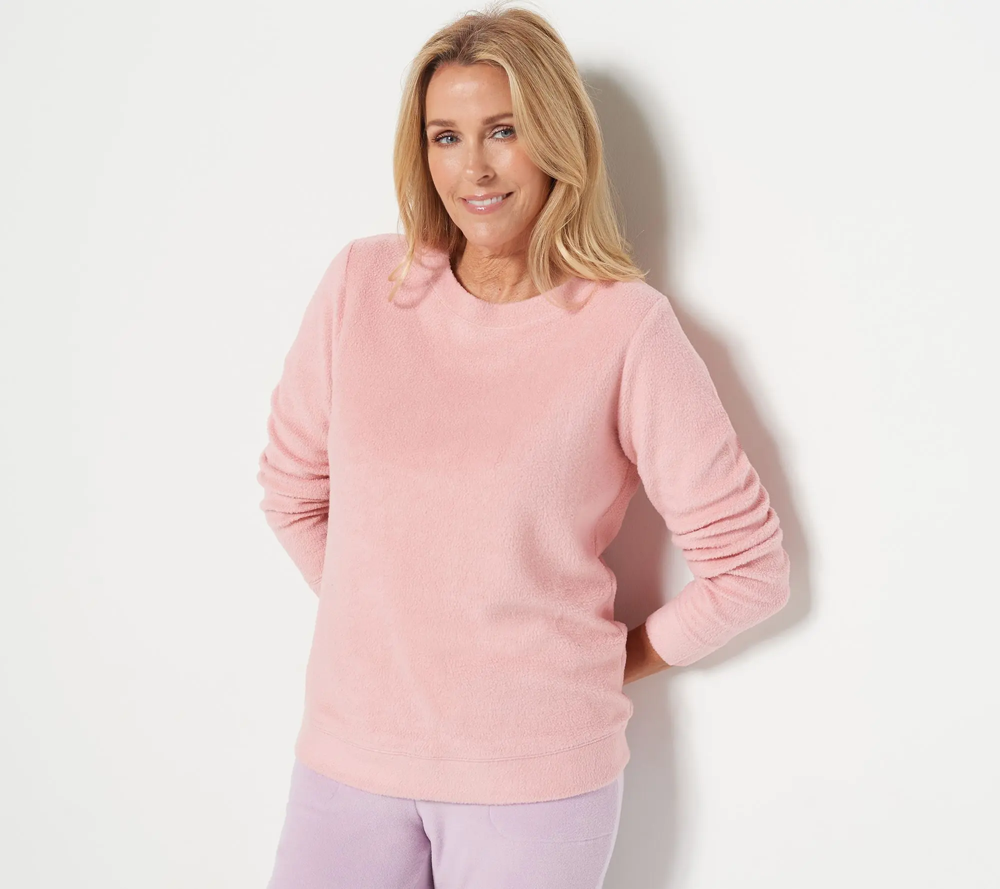 Denim & Co. Comfort Zone Baby Sherpa Crewneck Pullover