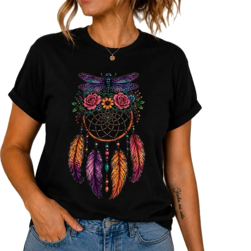 Dragon Fly DreamcatchetT-shirt.   Warm Soft Unisex Fit for Men Women Gray Festive Outfit Everyday Wear