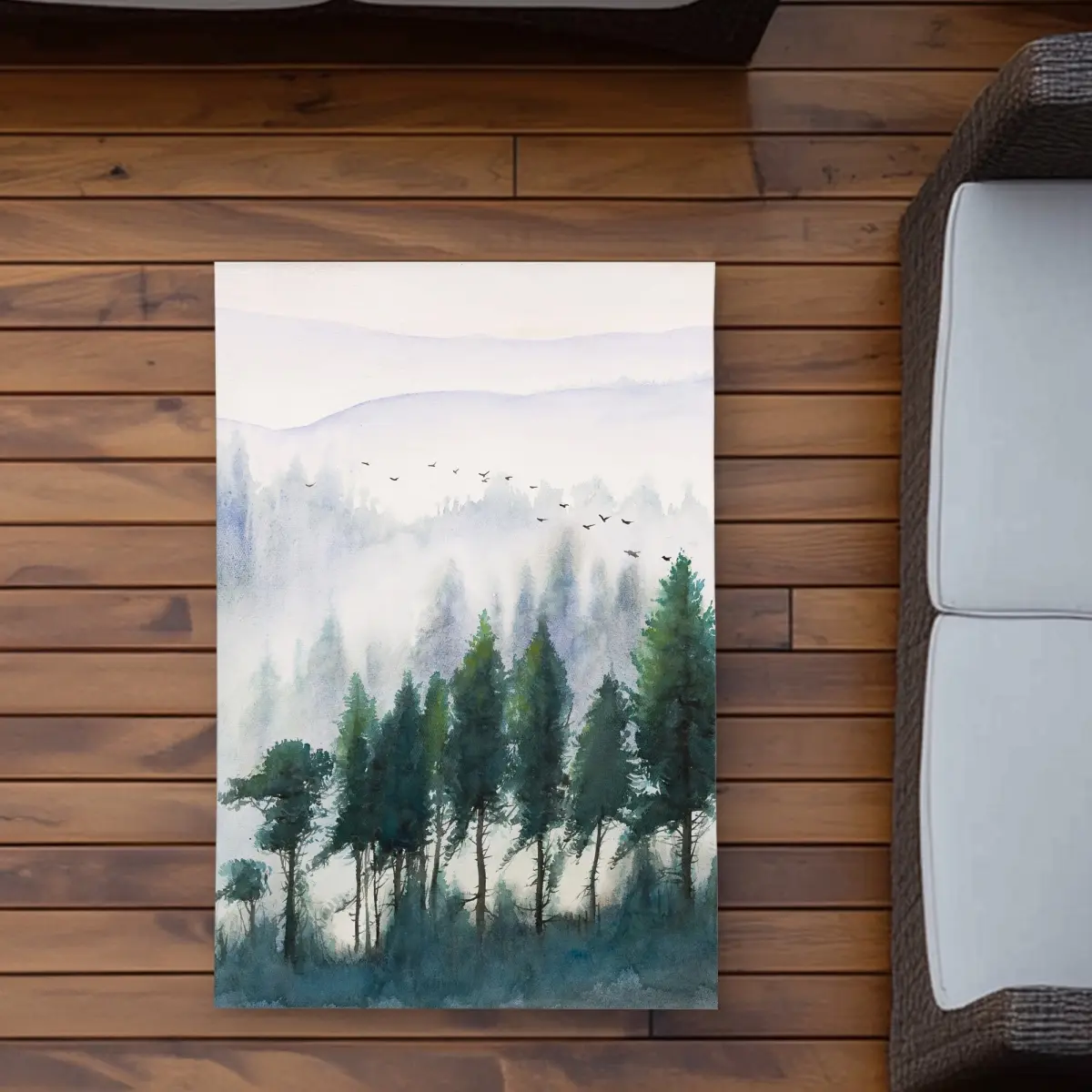 360 stand Rectangular Shape Outdoor Rug - 2x3 ft Watercolor Mountains Landscape Area Rug, Durable Textile Home & Outdoor Decor, Artistic Rug, Rug For Home