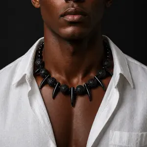 Shaka Zulu Tribal Neckpiece - African Inspired Jewelry by Nubian Luxuries Brand - Unisex Handmade Beaded Jewelry