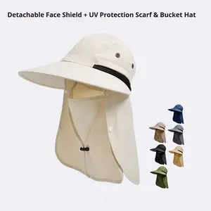 Men's & Women's Sun Protection Fisherman's Hat with Wide Brim and Detachable Face Mask for Outdoor Hiking Activities Ideal for Summer Adventures UPF50+