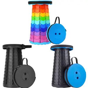 Upgraded Collapsible Stool, 400lbs Max Weight, Lightweight But Sturdy, Portable Retractable Folding Telescoping Foldable Camping Stool for Adults Outdoor Fishing Hiking Travel