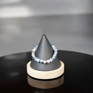 Genuine K2 Bracelet, Azurite Stretch Bracelet, 8mm Round Beads, Gemstone Bracelet