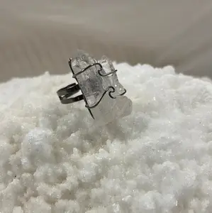Adjustable Wire- Wrapped Quartz Point Ring