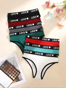 Women's Comfortable Mid-Waist Fashion Underwear Set, 7-Pack Fitted Natural Waist Panties, Casual Plain Design for All Seasons