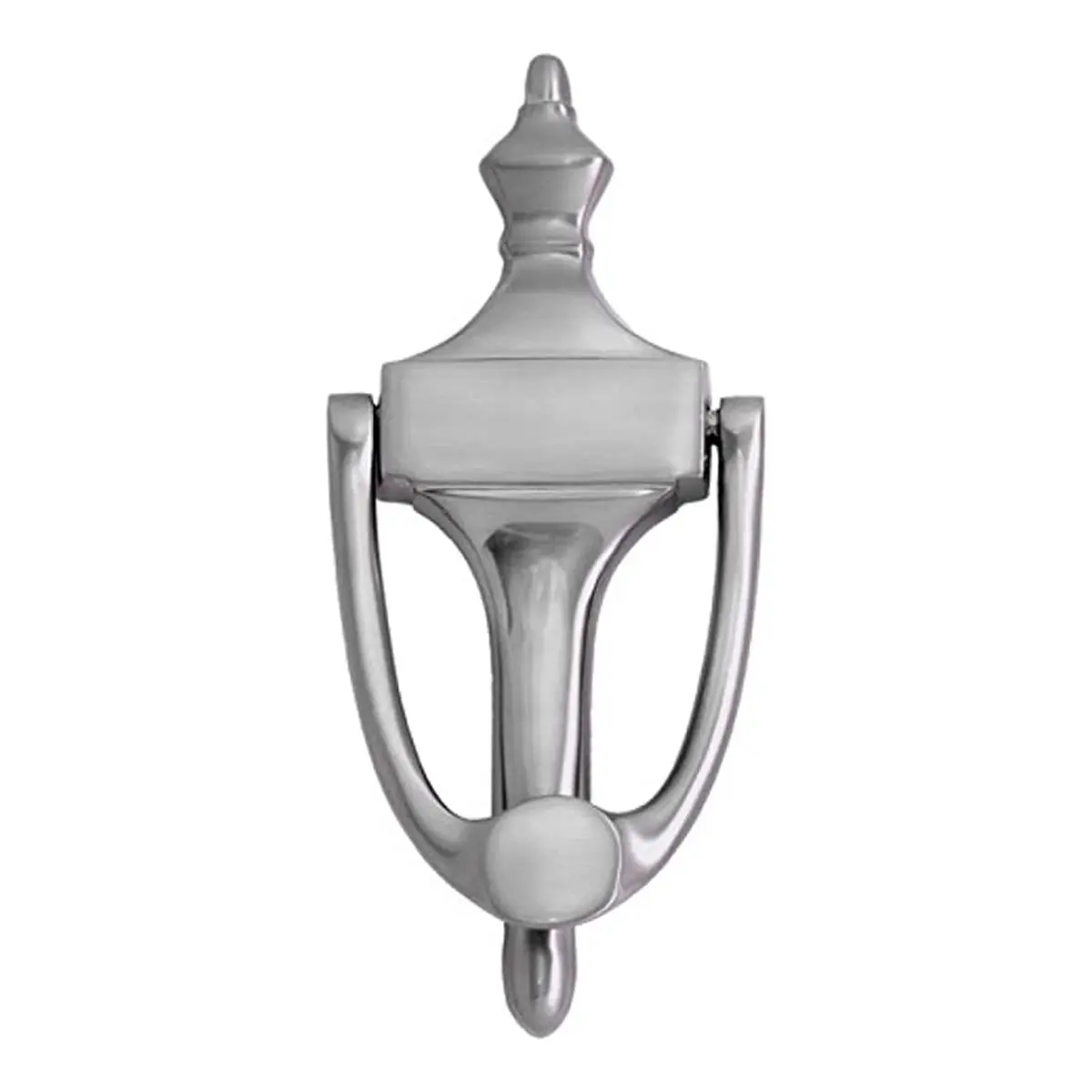 212 MAIN Ravenna-Type Satin Nickel Finish Door Knocker - 6.875 in, 5 in Center-to-Center, Metallic Blend, Elegant Classic Outside Entryway Door Hardware