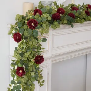 Artificial Flower Garland, Faux Flower Garland, Decorative Flowers for Home Living Room Bedroom Dining Room Wedding Party, Home Decor, Fruit