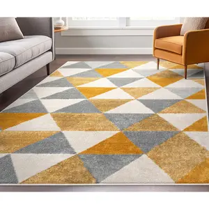 Alvin Gold Modern Geometric Rug - Gray and Yellow Rug for Contemporary Homes