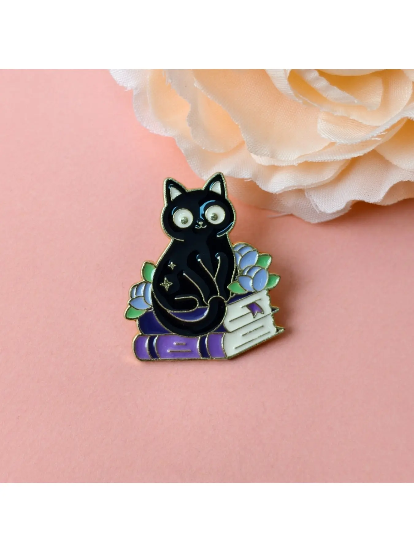 Gothic Punk Black Cat Enamel Pin Cartoon Design Brooch Alloy Badge for Clothes Backpack Accessories
