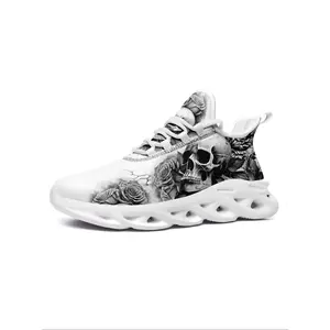 Men's Easter Fashionable Skull Print Lace up Low Top Sneakers, 1 Pair Casual Comfortable Non-slip Shock Absorption Sneakers, Comfy Trendy Shoes for Daily Life, Graphic Print Sneakers