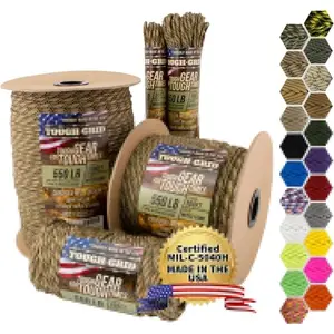 Premium 550 lbs Type III Mil-Spec Camo Paracord - 3/16"-Diameter Nylon Rope, Made in USA, Used by US Military, Outdoor Survival/Tactical Heavy-Duty Strands (Available in 50, 100, 150 ft, 200 Ft. Options)