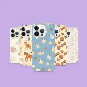 Dog Phone Case Poodle Puppy Pattern Cover For iPhone 17Pro, 16, 15, 14, 13, 12, Samsung S26, S25, S24, S23Fe, A16, A26, A56, Pixel 10, 9Pro