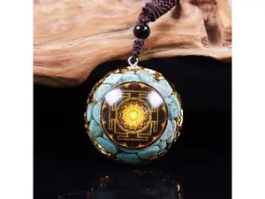 Orgonite Cosmic Meratron Cube Amazonite Stone Quartz Emf Protection Amulet Necklace for Chakra Healing