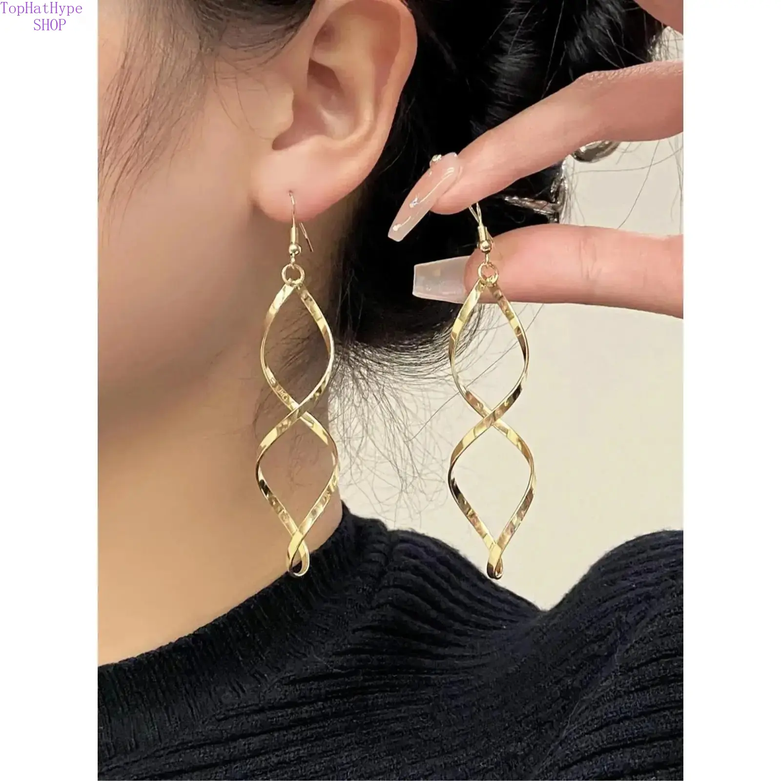 Women's Earring Set, Minimalist Geometric Wavy Dangle Earrings, Lightweight Alloy Statement Jewelry for Daily Wear & Parties, Chic Elegant, Casual Outfit Styling, Drop Earrings