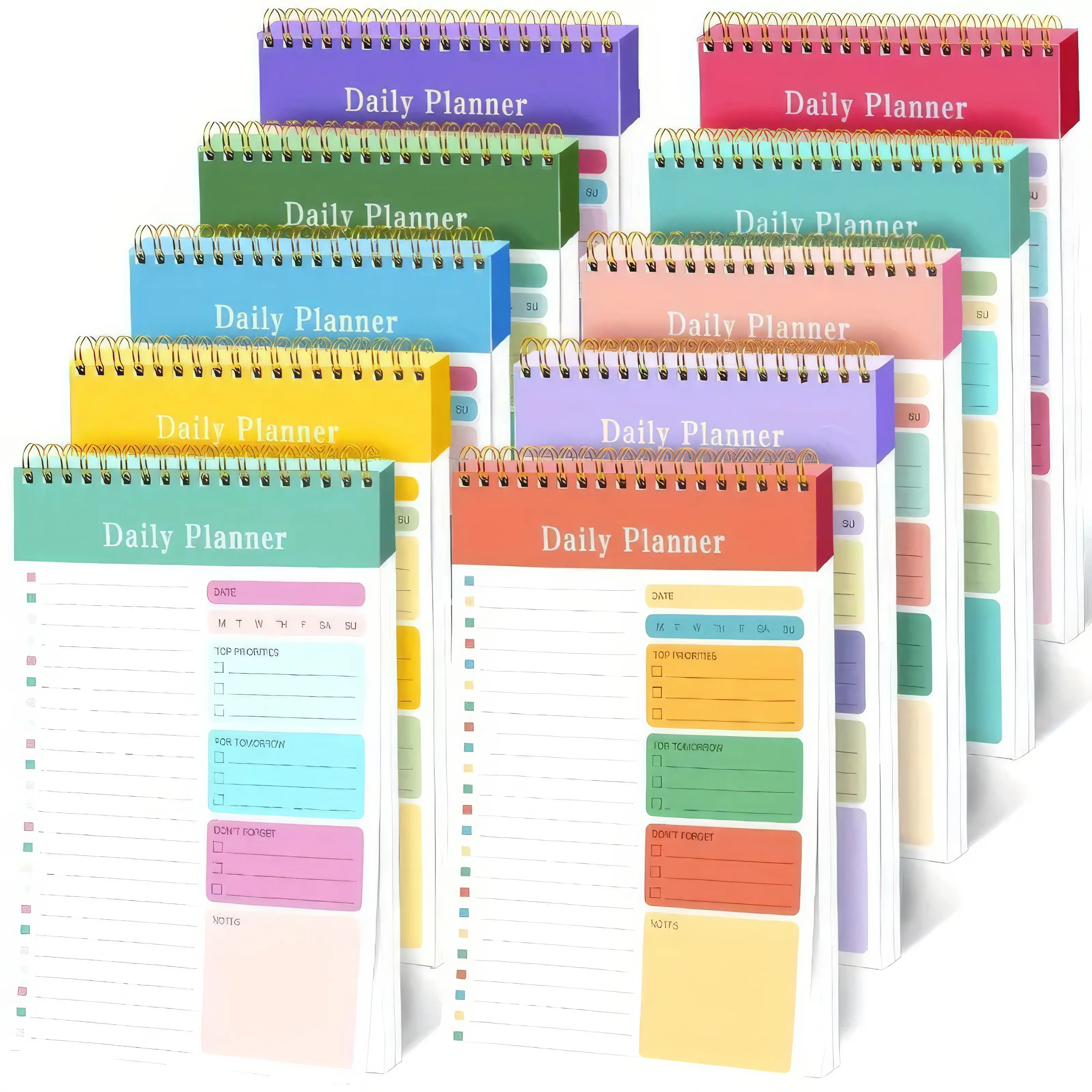 1-Pack Random-Color Large Spiral Planner Notebook – Macaron-Color Sectioned Notepad and To-Do List for School, Work and Schedule Planning