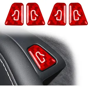Door Switch Button Panel Cover for Tesla Model 3/Y, Carbon Fiber Interior Accessories (Red Carbon Fiber, 2017-2023 M3/2021-2024 My)