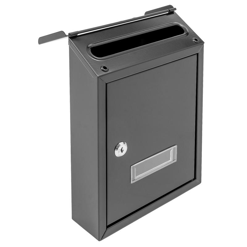 CNCEST Metal Wall-Mounted Mailbox with Key Lock Large Capacity Mail Box with View Window for Home or Office Spraying Molding Process Rainwater Protection Modern Black Organiser Racks