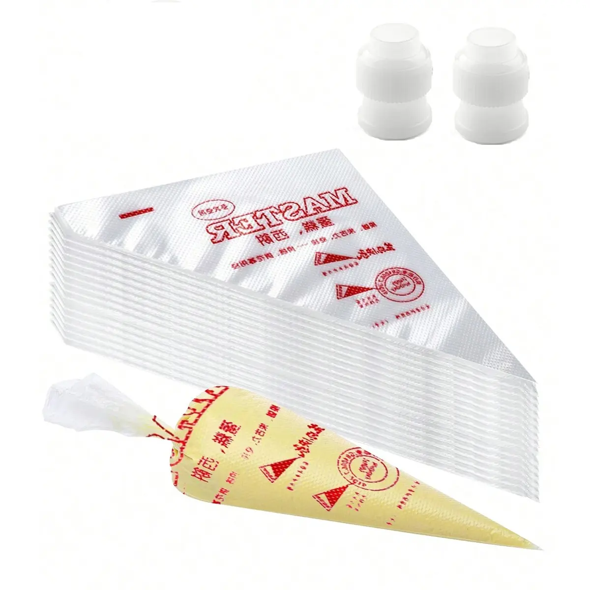 Transparent Pastry Bags with 2 Icing Tips, 100/200 Pieces, Pastry Decorating Tools, Ideal for Cake Decorating, Macarons, Desserts, DIY Cooking