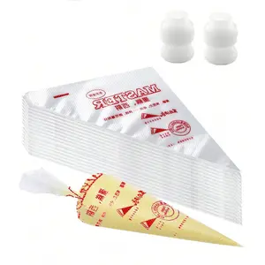 Transparent Pastry Bags with 2 Icing Tips, 100/200 Pieces, Pastry Decorating Tools, Ideal for Cake Decorating, Macarons, Desserts, DIY Cooking