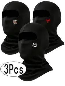 3-Pack Fashion Print Motorcycle Breathable Mask Headset, Sun Protection Full Face Cover, Outdoor Sports Mask, Ideal for Biking and Outdoor Activities