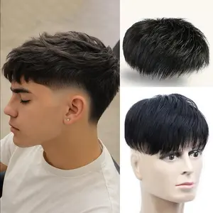 Wholesale Fashionable 2025 [BreathMen Hairpiece] BreathBlack Human Hair Men Hairpiece |   False Cover Hair Net Base with Clips, Effectively Cover Thinning Hair, Quick Wear Male Toupee Wig
