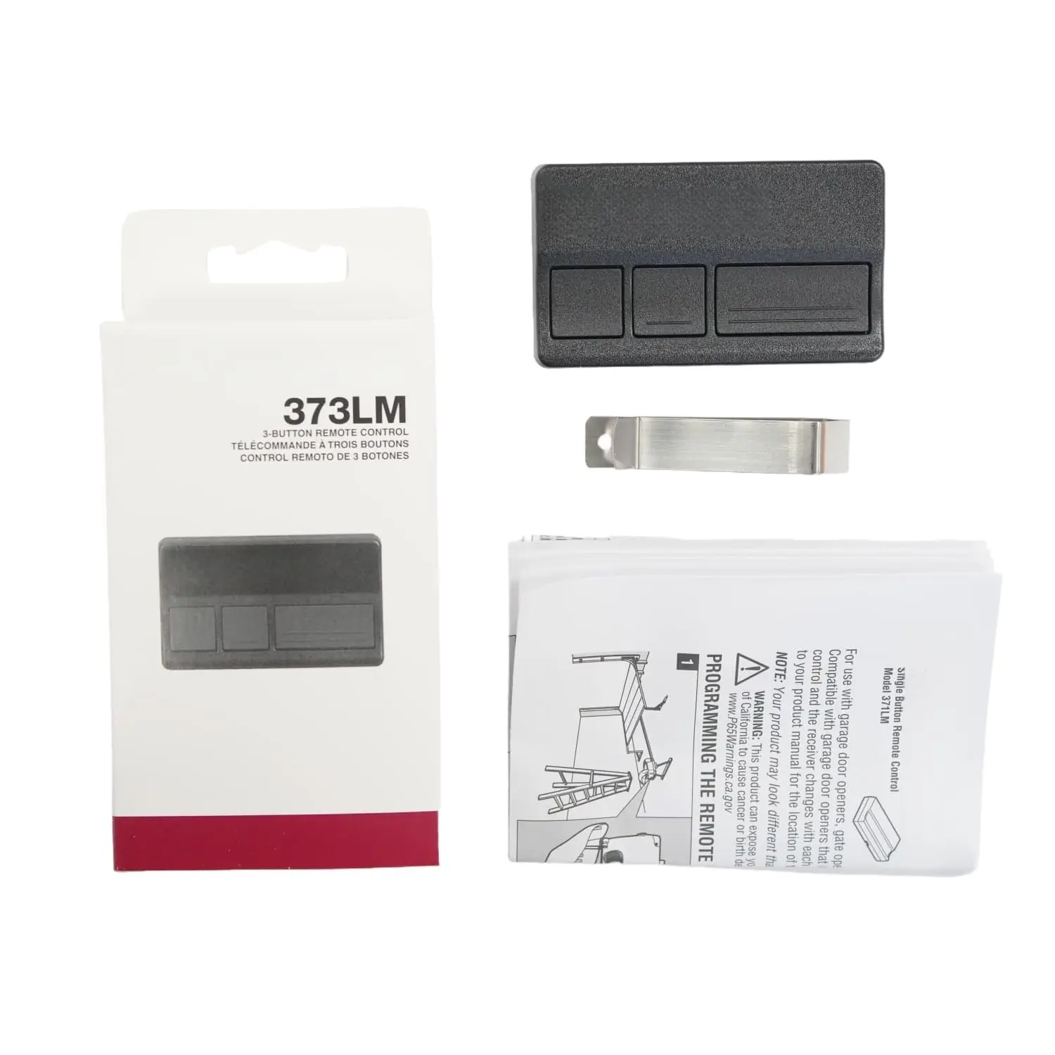 Liftmaster 373LM Garage Door Opener Remote Control - Security 2.0 Purple Button, 3-Button Design, 315MHz Rolling Code, Metal ABSS/ABS, 52g, 13.5*7.5*3cm, Built-In Batteries, Remote Switch Smart Home Controls