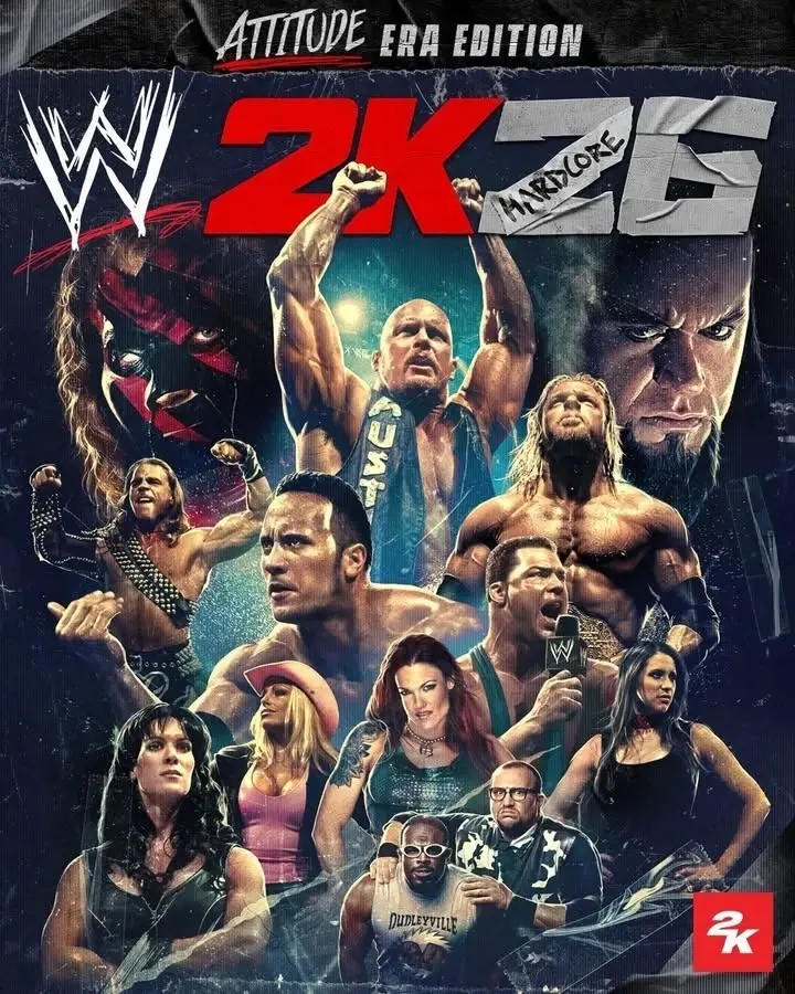 WWE 2K26 Hardcore Attitude Era Edition Cover Poster - Poster Print Unframed