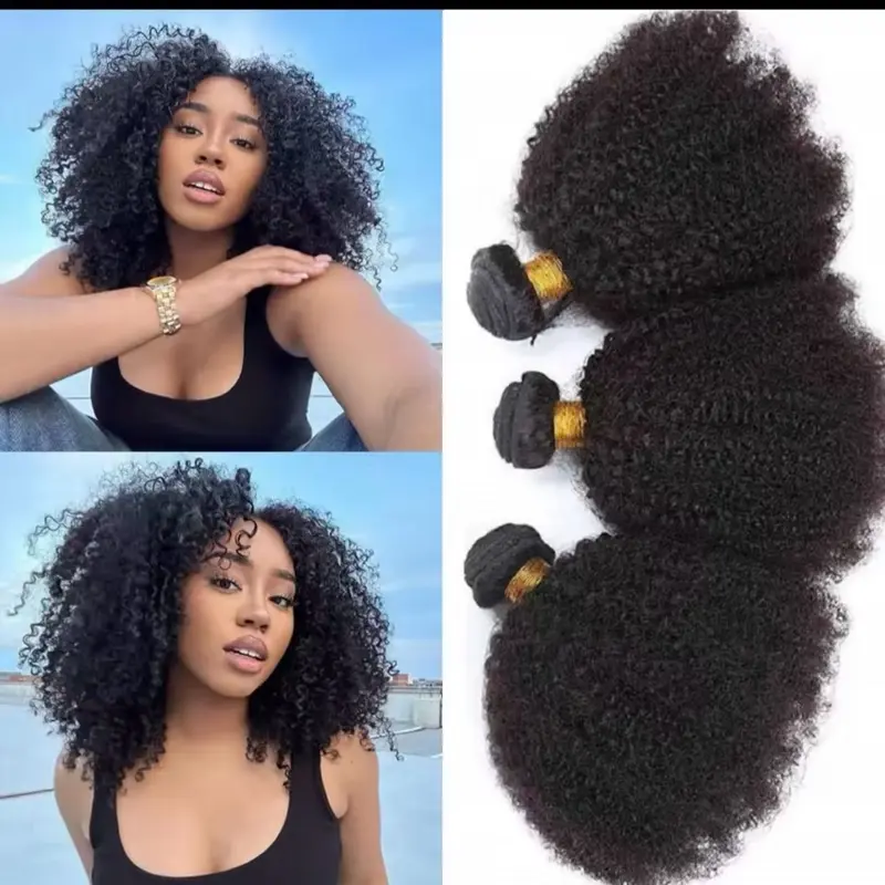 12” Of Afro Kinky Curly Human Hair Bundle 2PK Natural Extensions 12 Inches  100% Unprocessed Natural Human Hair for Styling