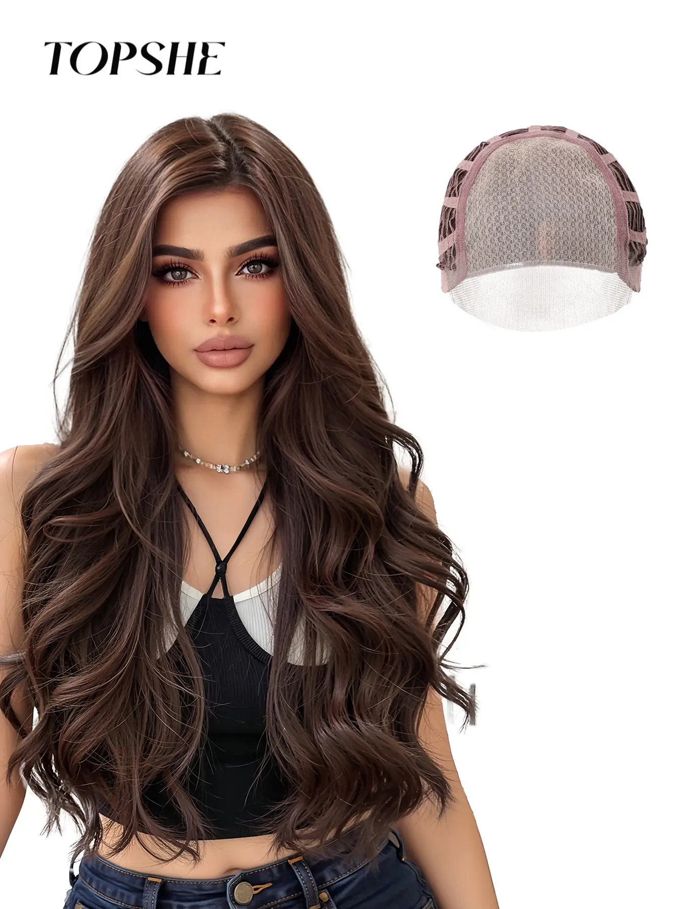 Topshe Mono Lace Front Wig 6.5x5.5 HD Deep 24 Inches, Heat Friendly Synthetic Hair for Daily Use and Fashion Styling, Lace Frontal Wig, Synthetic Material Wigs, Heat Resistant Wigs