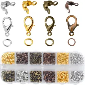 720count Lobster Claw Clasps, Bead Tips Knot Covers, Open Jump Ring Connectors, Jewelry Making Accessories Set (12 Styles)