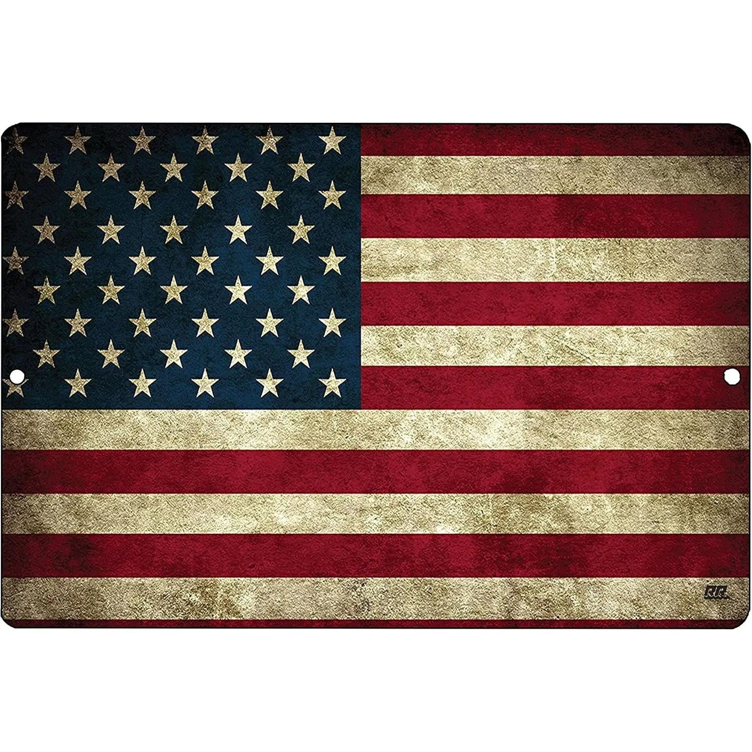 Durable Rustic Steel Tin Wall Art Sign, 12x8 in, US Flag Home Decor Products for Man Cave, Home Decor Plaques & Signs