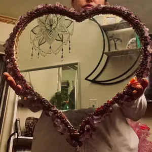 Amethyst & Garnet Heart Shaped Wall Mirror