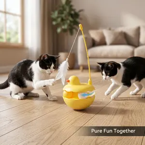 Non-Fall Duck Cat Teaser Wand - Interactive Feather Tumbler Toy with Non-Toxic Interactive Toys for Indoor Cats