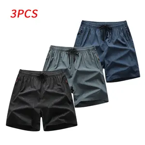 3-Pack Men’s Shorts Set, casual slim fit solid color design, suitable for running and fitness, comfortable activewear