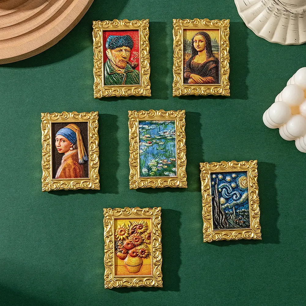 Van Gogh Art Series Refrigerator Magnets, Creative Magnetic Picture Frame, Photo Magnets, Vintage 3D Decorative Stickers, Home Decoration, Travel Souvenir, Fridge Magnet