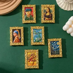Van Gogh Art Series Refrigerator Magnets, Creative Magnetic Picture Frame, Vintage 3D Decorative Stickers, Home Decoration, Travel Souvenir