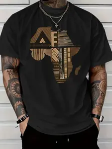 Men's African Map Tribal T-Shirt - Beige/Brown/White Graphic Tee - Soft Breathable Cotton Shirt for Travel, Everyday & Formal Events - Machine Washable Regular Fit Casual Top Pure Cotton Short Sleeve T-Shirt 3 christmas thanksgiving y2k t-shirt