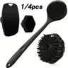 1/4 Piece Silicone Back Scrub Brush & Bath Glove Set, Super Exfoliating Body Scrub and Rich-Foam Shower Brush Combination, Exfoliating Shower Scrubber, Exfoliating Bath Tool, Bathing Accessory