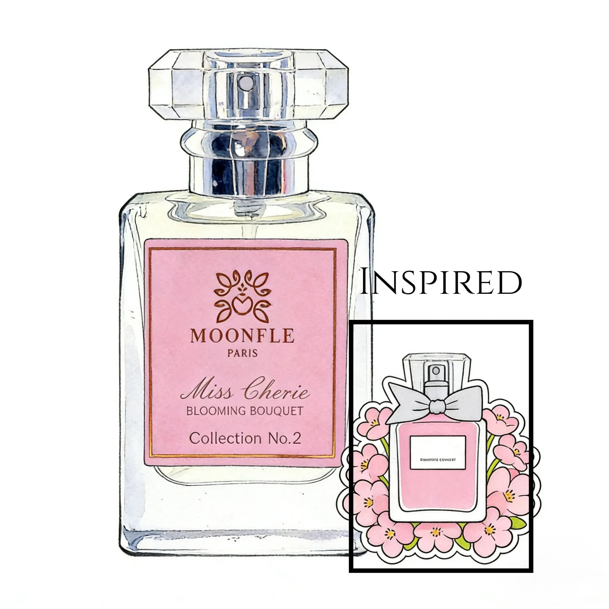 No.2 Blooming Bouquet 2014 Floral TOP:Italian Mandarin Orange Peach  Middle: Peony Freesia Chinese Osmanthus  Base: White M-usk Cedarwood Size: 30ML 1oz Women Long Lasting Oil Base Fragrance Parfume MOONFLE PERFUME