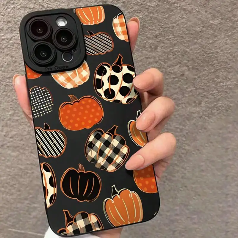 Pumpkin Pattern Phone Case, Anti-drop Decorative Phone Protector Cover, Phone Accessories Compatible with iPhone 7 X XR XS 11 12 13 14 15 Pro Max