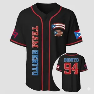 Team Benito 94 Puerto Rico Unisex Baseball Jersey – Casual Sportswear for Couples, 90s Vintage Style, for Sports & Outdoor Activities