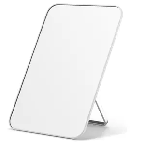 Desk Makeup Mirror, 8 x 5 inches Table Mirror with Foldable Stand and Hanging Hole for Shaving and Travelling, White